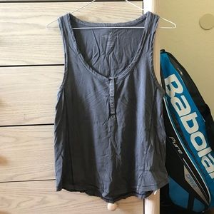 American Eagle Destroy Henley Tank Top in Gray